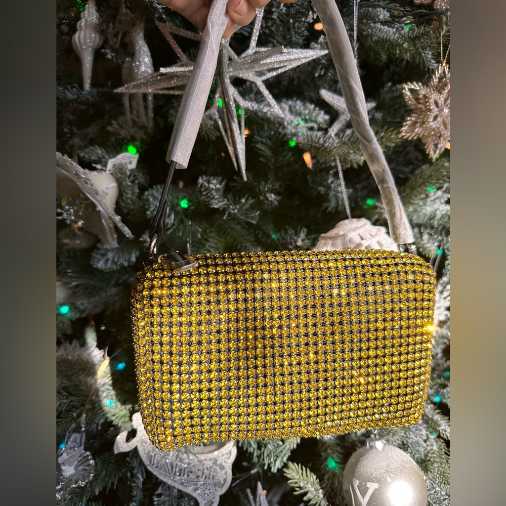 Rhinestone blue women cross body bag purse